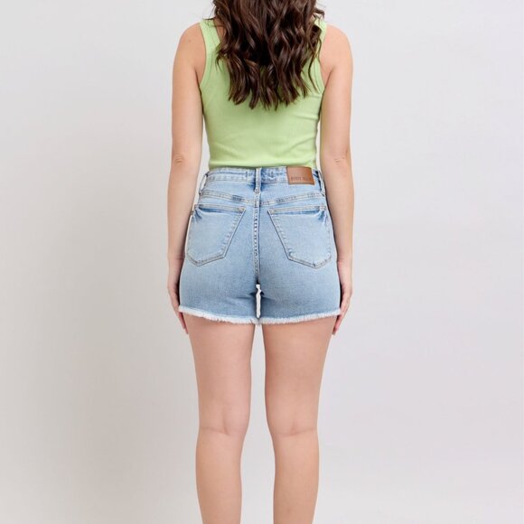 Hazel Blues® | Judy Blue Tummy Control Raw Hem Denim Shorts - Picture 5 of 16